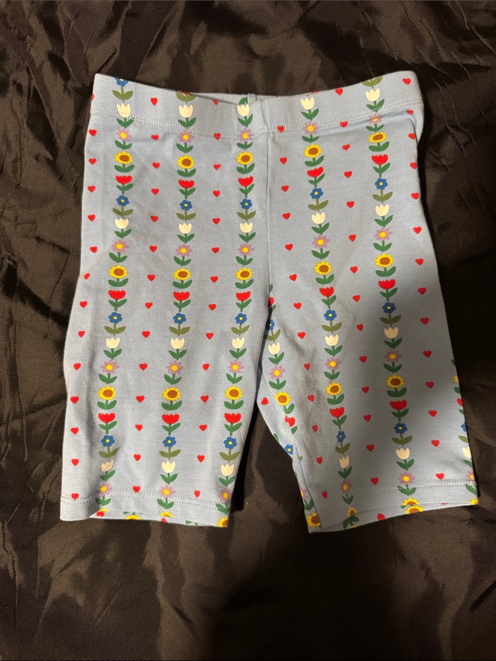 Mini Boden Light Blue Floral Stripe Cycling Shorts - sz 5-6y EUC